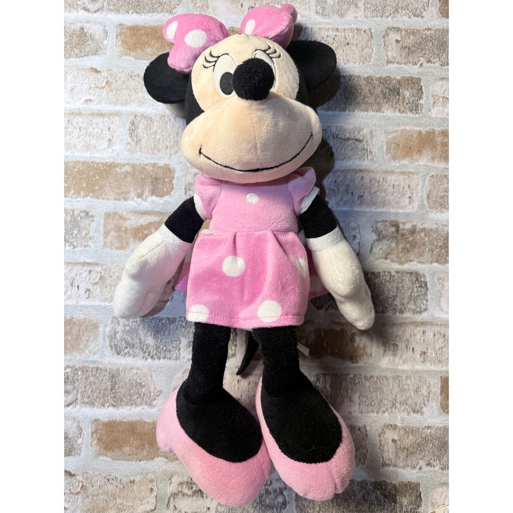 Disney Minnie Mouse Plush 18 Inch Pink Polka Dot Dress Stuffed Animal Just Play